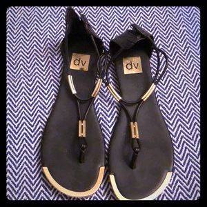 Dolce Vida black and Gold sandals Sz 9